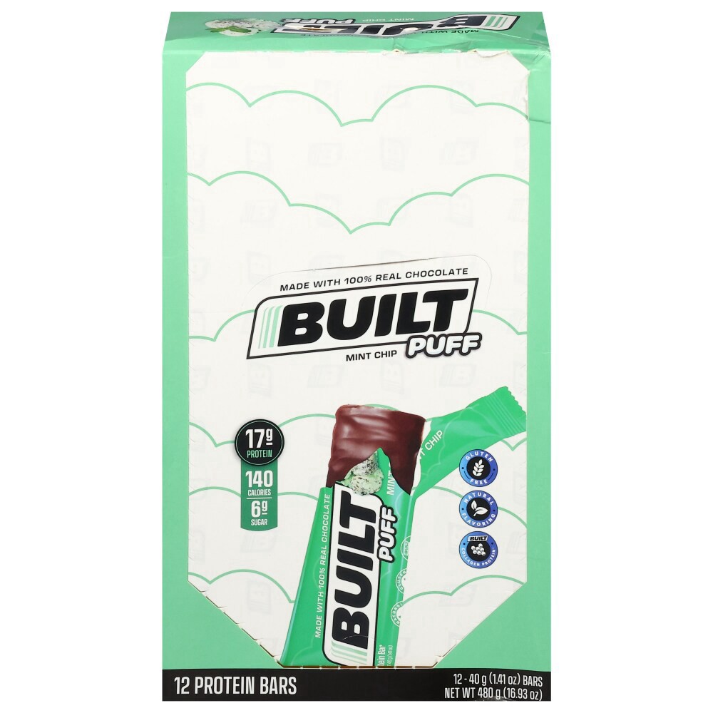 slide 3 of 4, Built Bar Puff Protein Bar, Mint Chip, 12ct Box, 12 ct