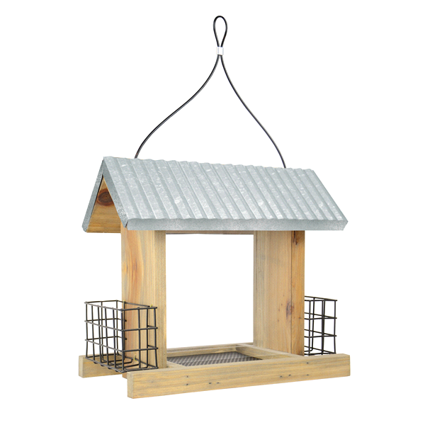 slide 1 of 1, Nature's Way Galvanized Weathered Hopper Feeder with Suet, 1 ct