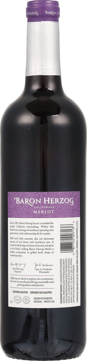 slide 8 of 9, Baron Herzog Merlot - Kosher For Passover, 750 ml