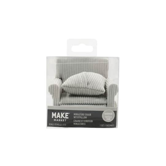 slide 1 of 3, Miniature Gray Textured Chair By Make Market, 3.2 in x 2.7 in x 3.3 in