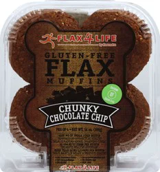 Flax4Life Muffins, Gluten Free, Flax, Chunky Chocolate Chip, 4 Each