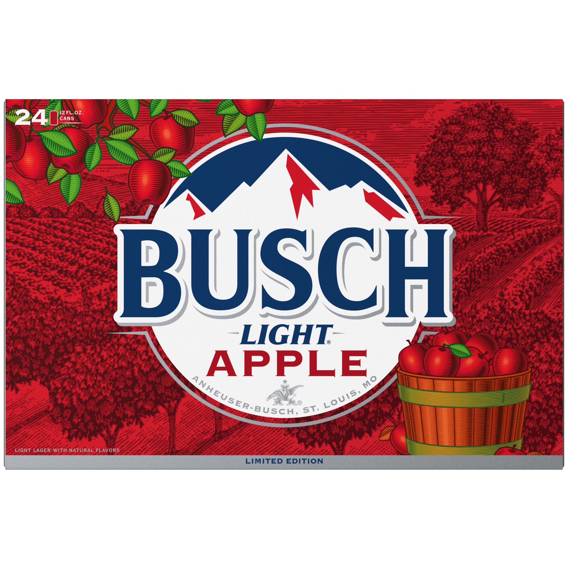 slide 3 of 3, Busch Light Apple American Lager Beer 24 Pack, 12 fl oz Cans, 24 ct; 12 fl oz