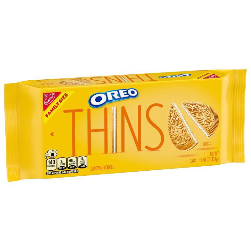 slide 9 of 11, OREO Thins Golden Sandwich Cookies, Family Size, 11.78 oz, 11.78 oz