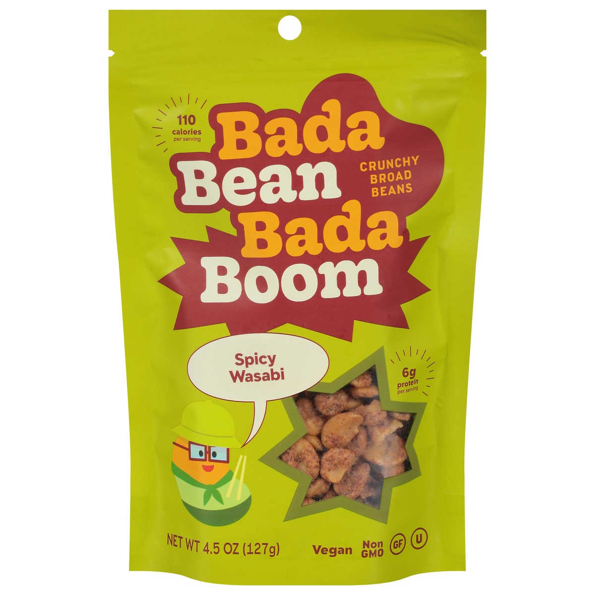 slide 1 of 9, Bada Bean Bada Boom Crunchy Spicy Wasabi Broad Beans 4.5 oz, 4.5 oz