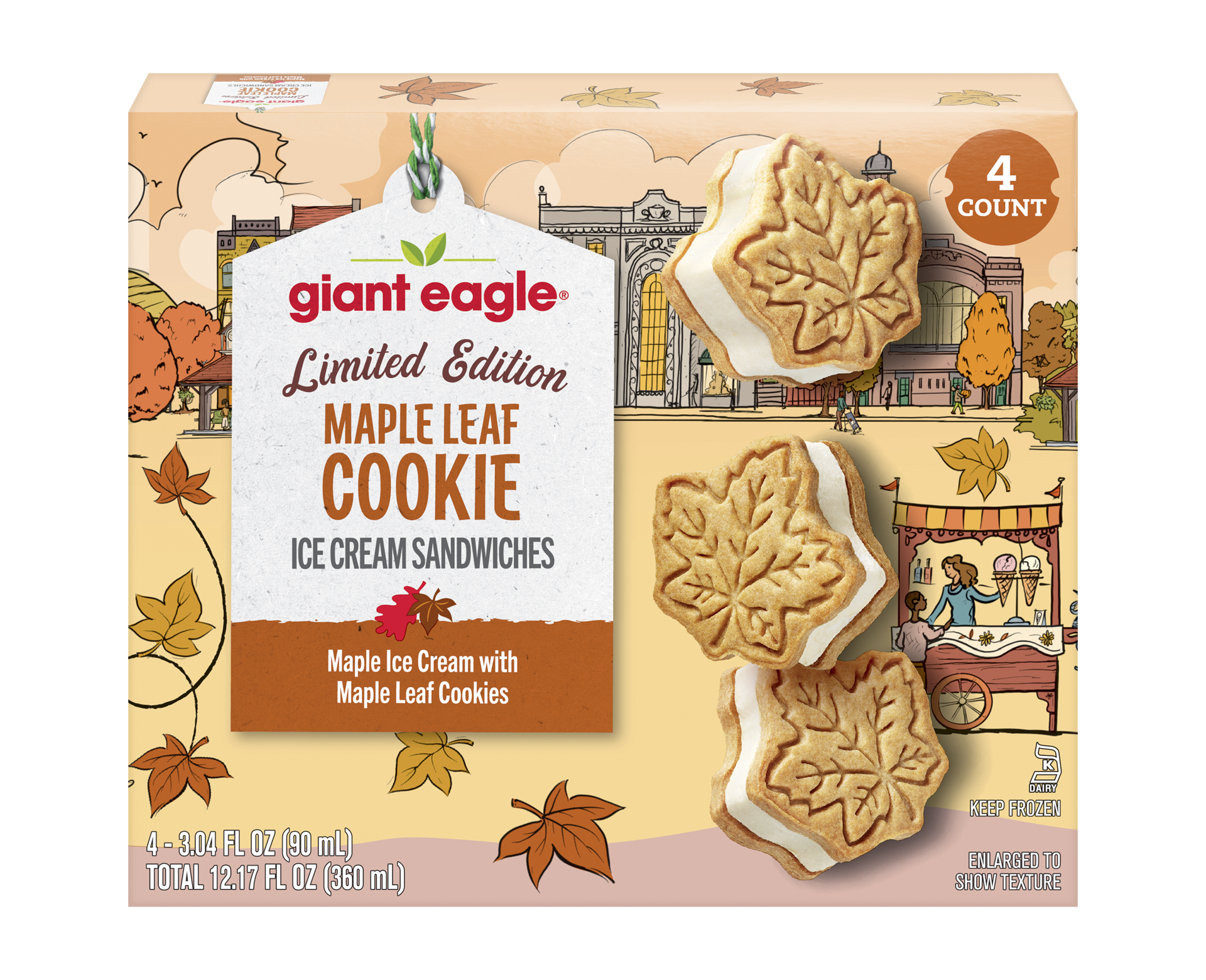 slide 1 of 1, Ge Maple Leaf Ice Cream Sandwich, 3.04 oz