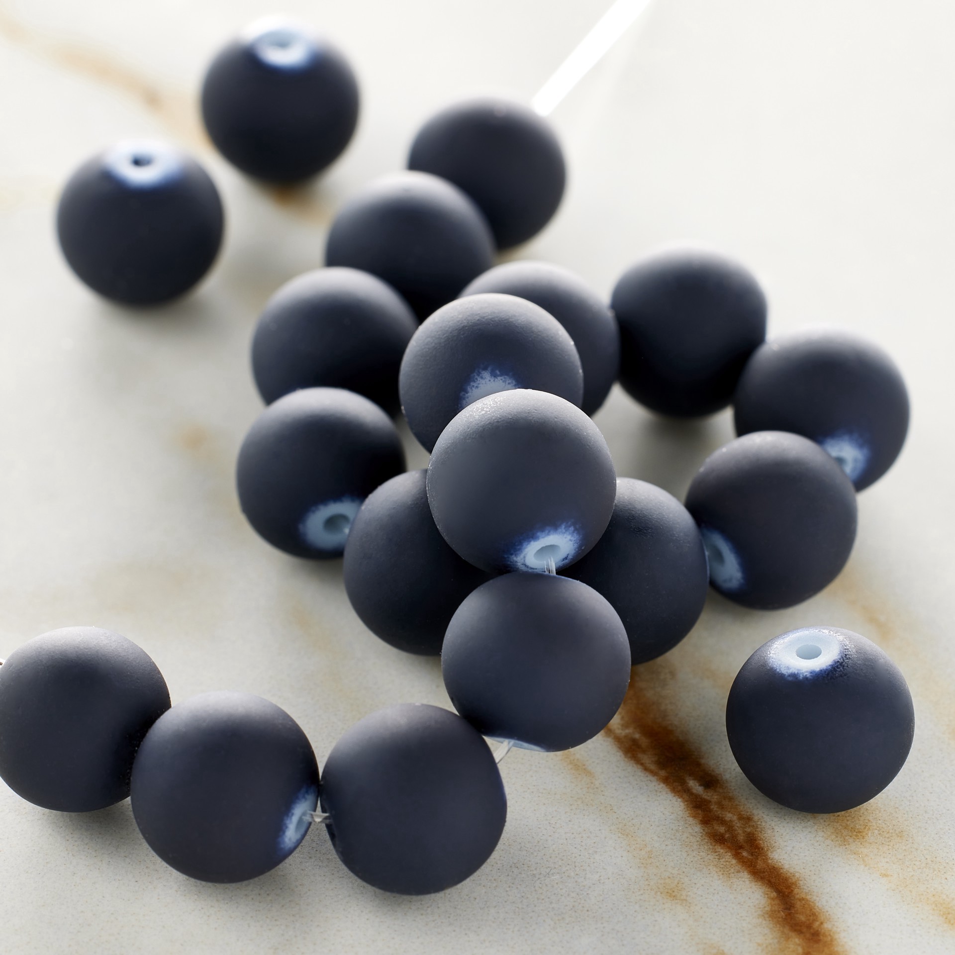 slide 3 of 3, Blue Rubber Coated Glass Round Beads, 10mm By Bead Landing, 10mm