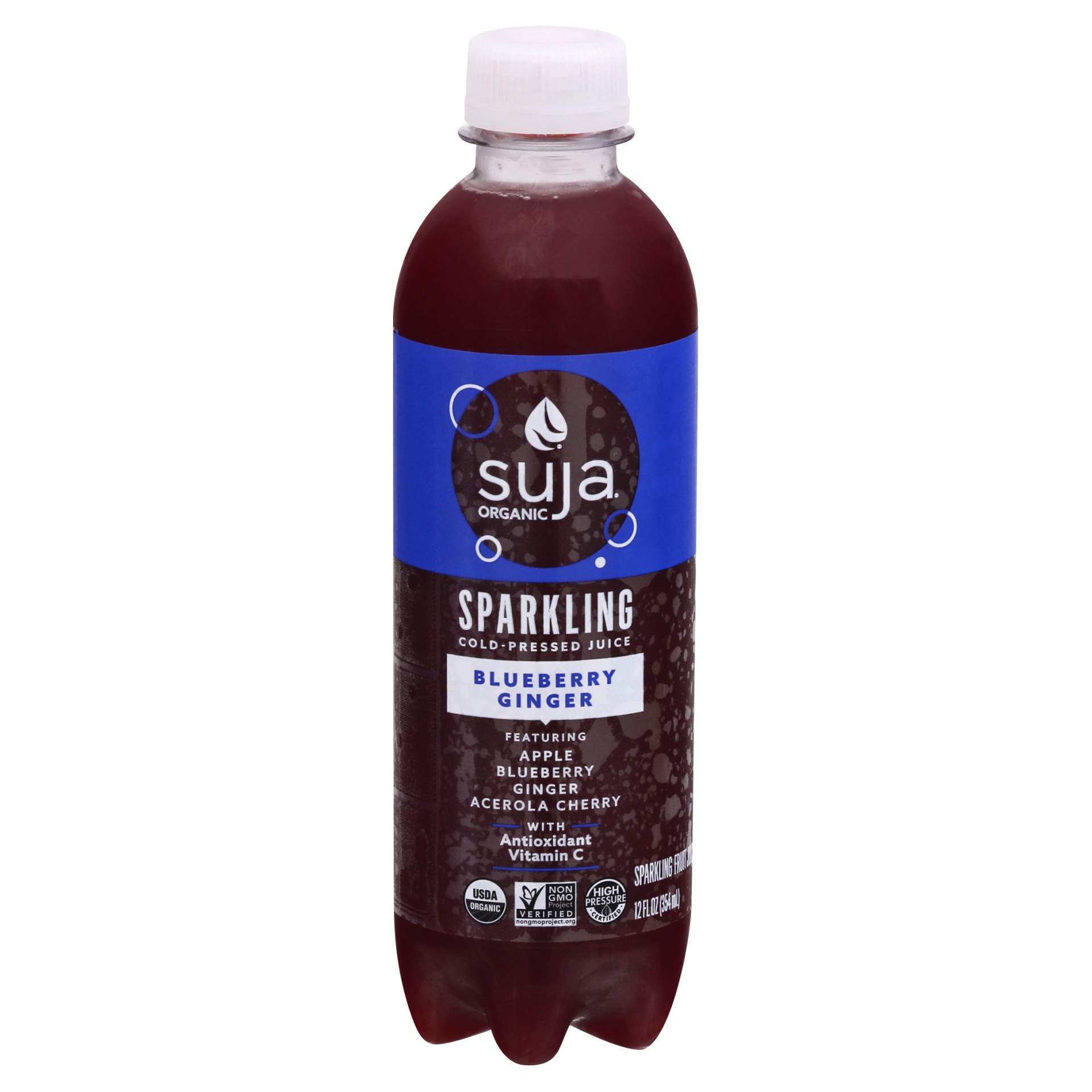 slide 2 of 2, Suja Organic Cold-Pressed Blueberry Ginger Sparkling Fruit Juice, 12 fl oz