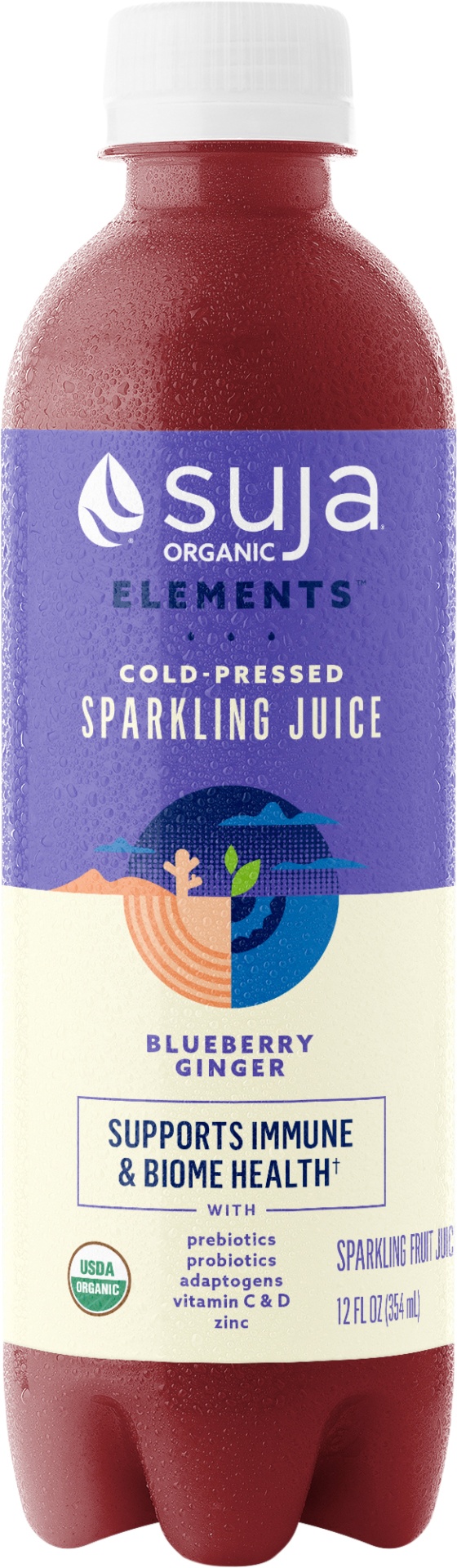 slide 1 of 2, Suja Organic Cold-Pressed Blueberry Ginger Sparkling Fruit Juice, 12 fl oz