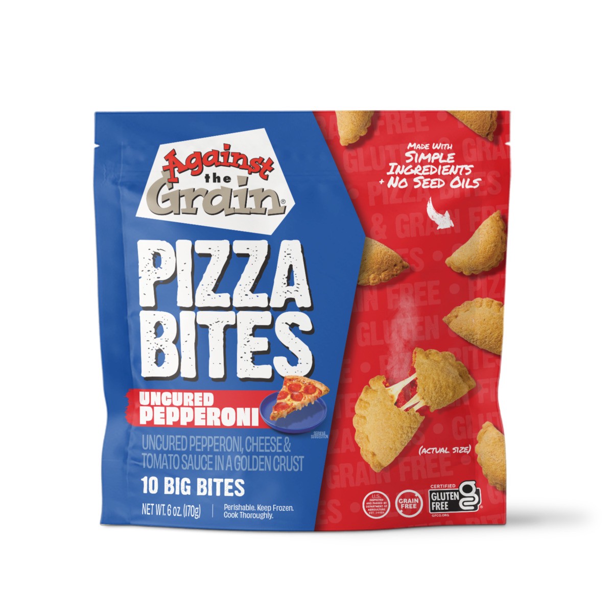 slide 10 of 11, Against the Grain Gluten-Free Pepperoni Poppers, Grain-free, Seed Oil Free, 6oz, 10 ct