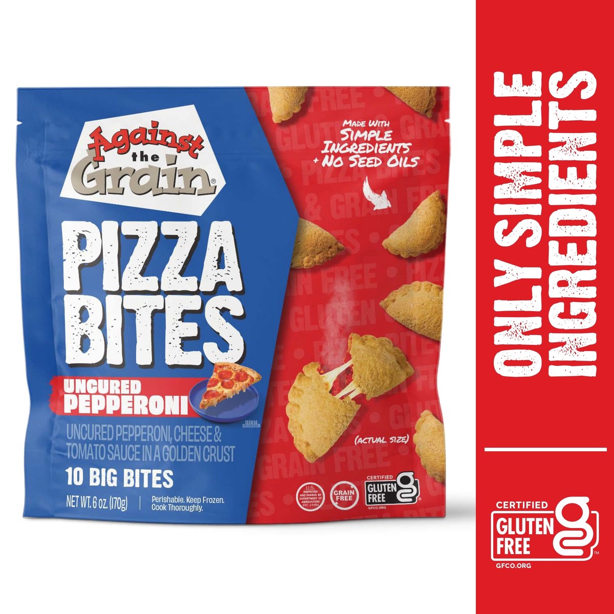 slide 5 of 11, Against the Grain Gluten-Free Pepperoni Poppers, Grain-free, Seed Oil Free, 6oz, 10 ct