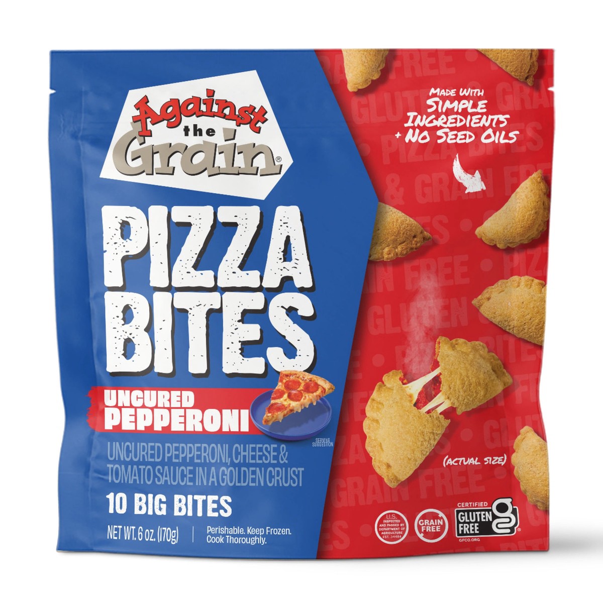 slide 9 of 11, Against the Grain Gluten-Free Pepperoni Poppers, Grain-free, Seed Oil Free, 6oz, 10 ct