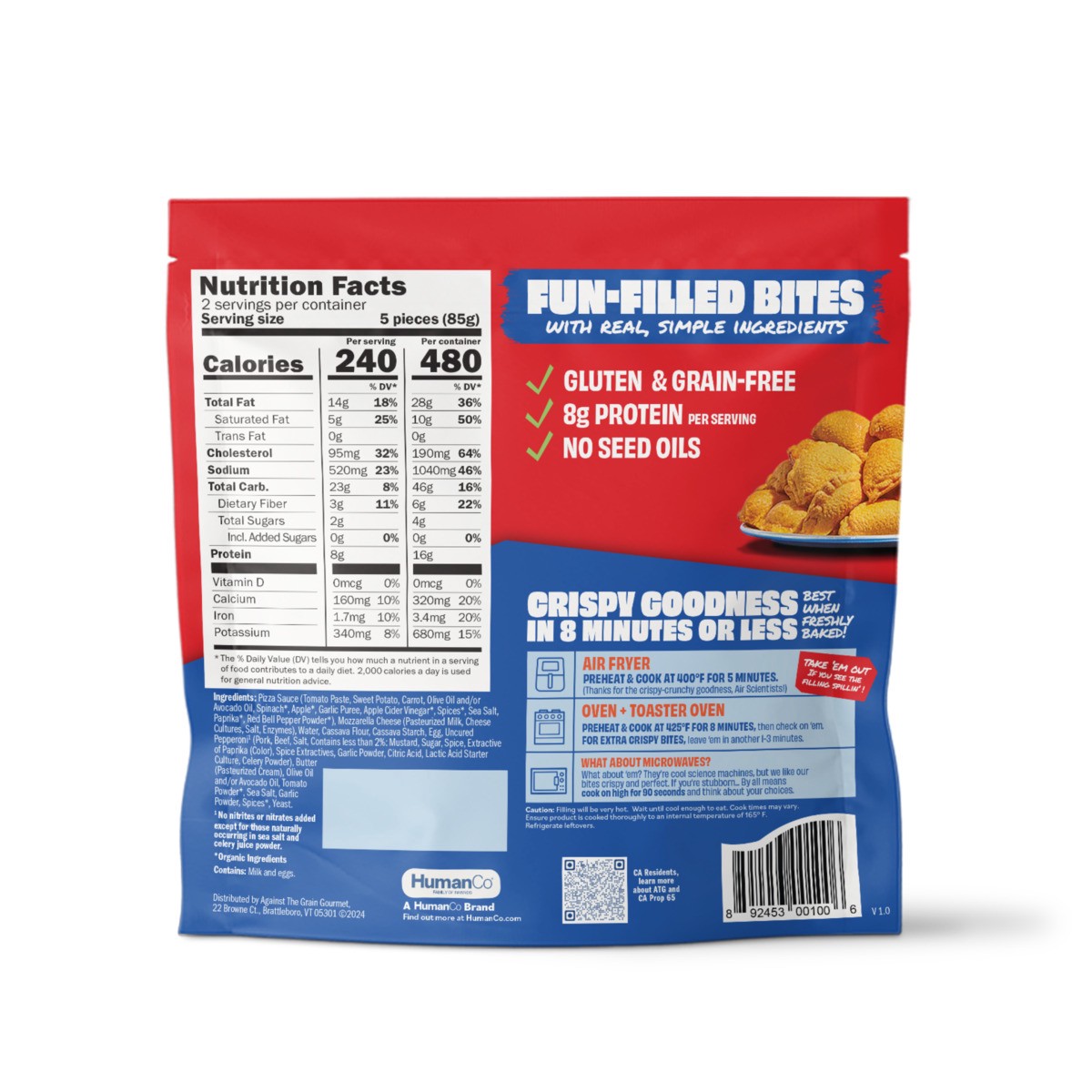 slide 6 of 11, Against the Grain Gluten-Free Pepperoni Poppers, Grain-free, Seed Oil Free, 6oz, 10 ct