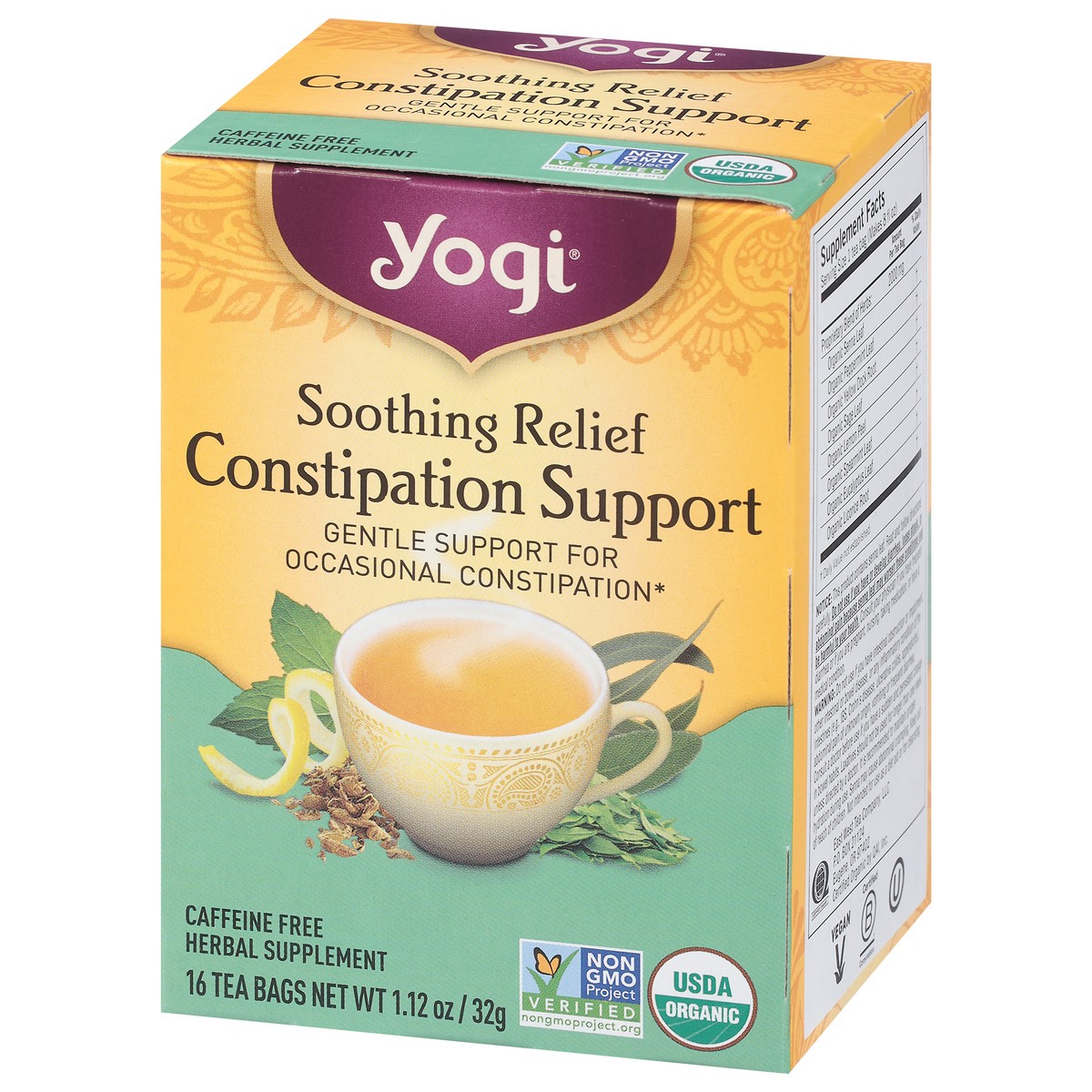 slide 4 of 12, Yogi Caffeine Free Soothing Relief Constipation Support 16 Tea Bags, 16 ct