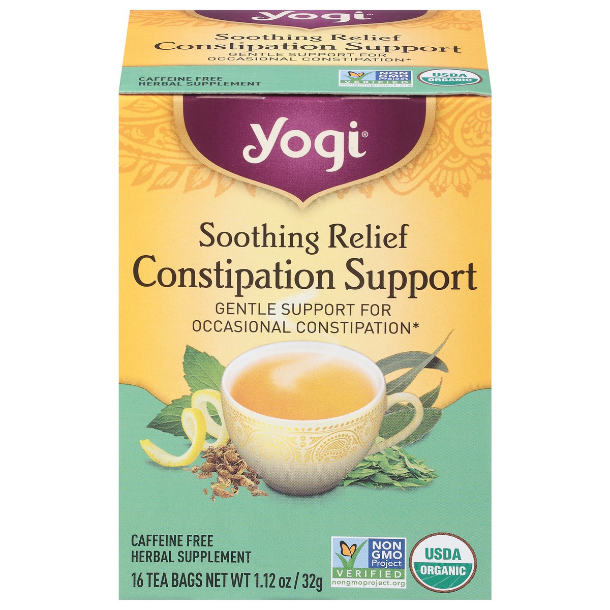 slide 1 of 12, Yogi Caffeine Free Soothing Relief Constipation Support 16 Tea Bags, 16 ct