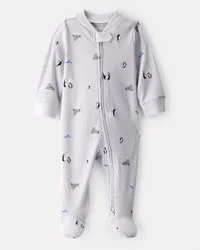 Carter's Baby Penguin Print Cotton Long-Sleeve Sleep & Play - Grey - 3M