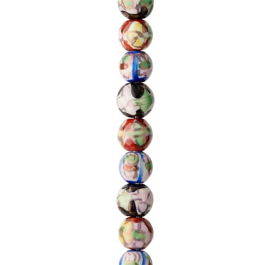 slide 1 of 3, Multicolored Floral Ceramic Beads, 8mm By Bead Landing, 8mm