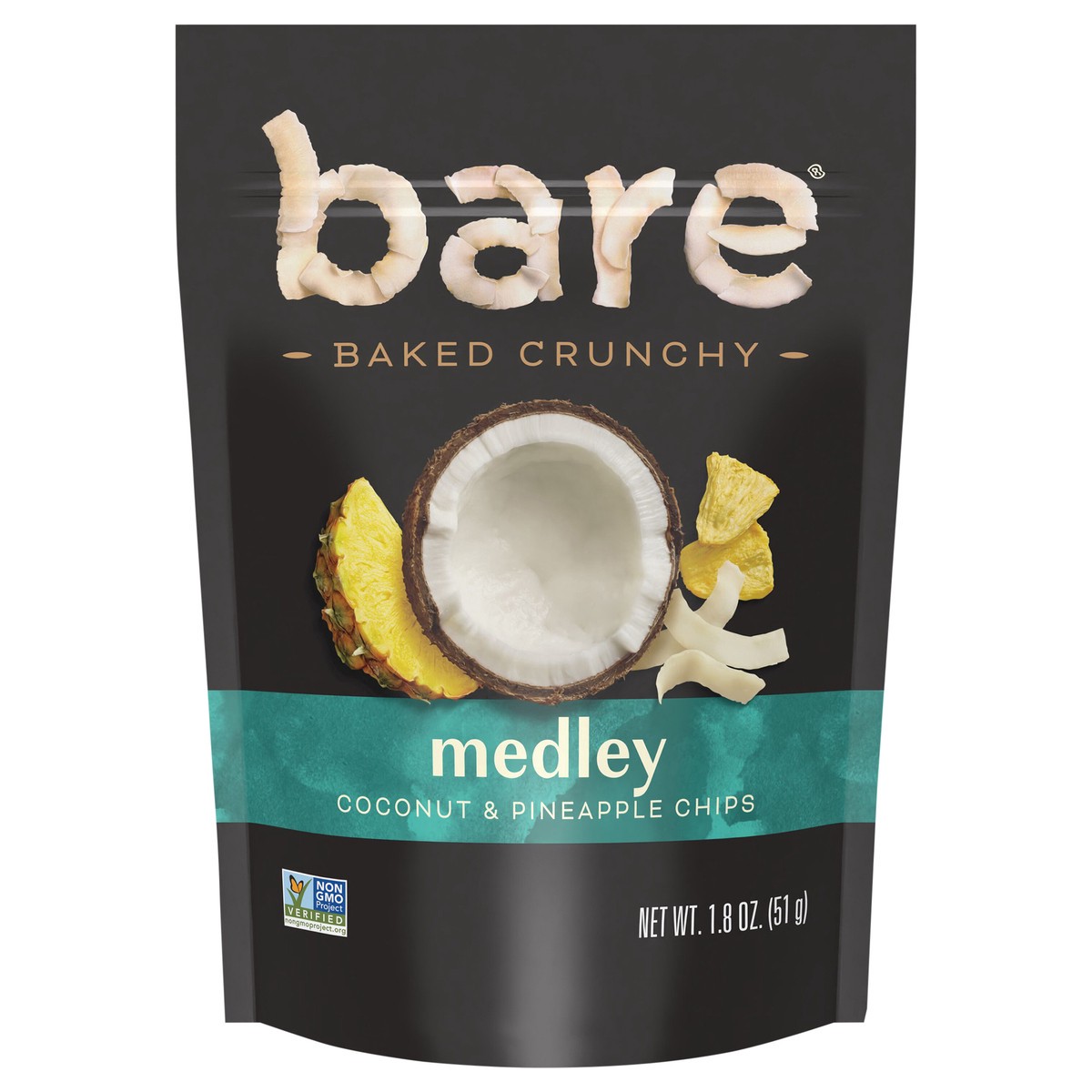 slide 1 of 3, Bare Baked Crunchy Chips Pineapple & Coconut Medley 1.8 Oz, 1.8 oz