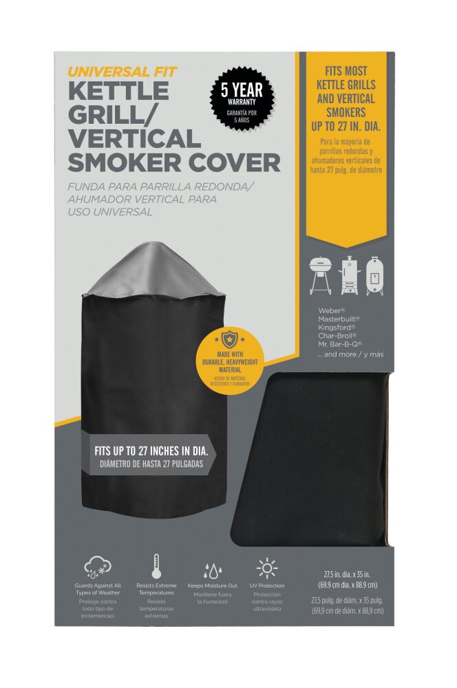 slide 1 of 1, Universal Fit Kettle Grill & Vertical Smoke Cover, 27.5 x 35 in