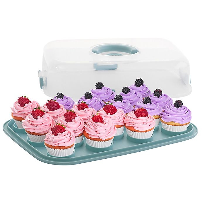 slide 5 of 5, Sweet Creations Cupcake/Cake Carrier - Blue, 1 ct
