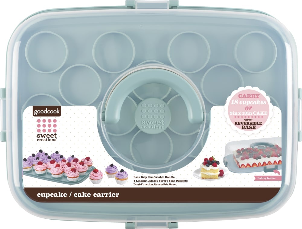slide 1 of 5, Sweet Creations Cupcake/Cake Carrier - Blue, 1 ct