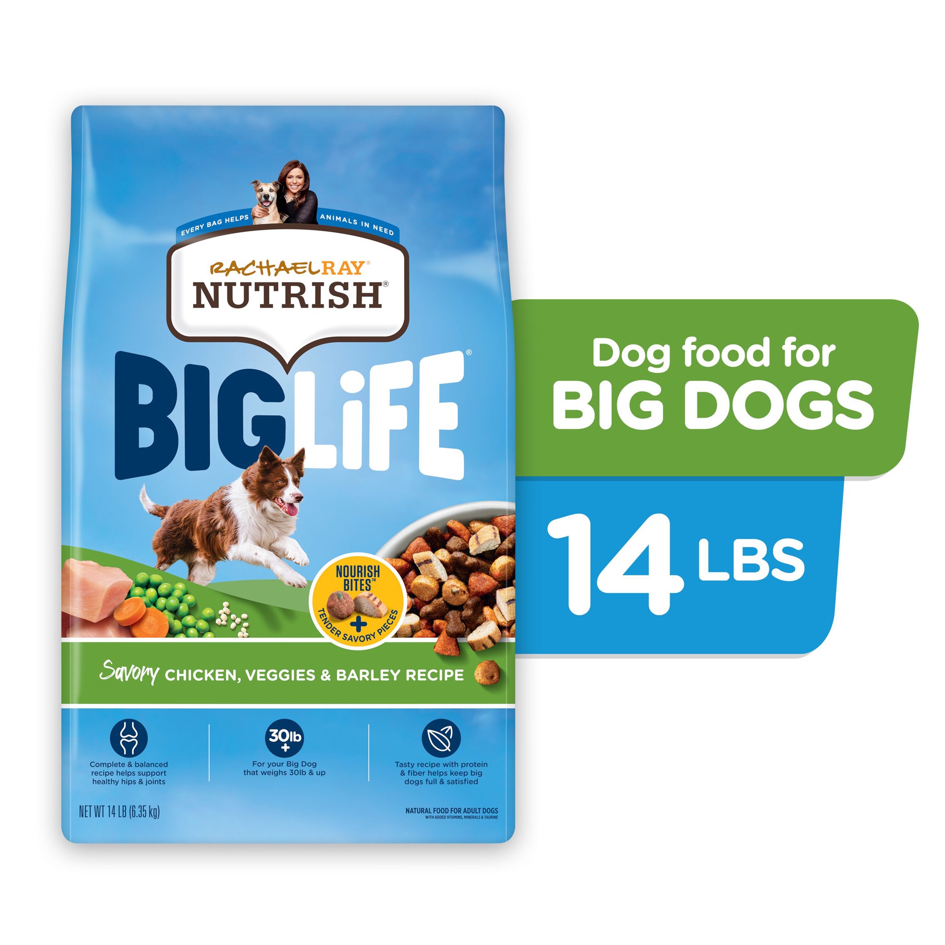 slide 5 of 8, Rachael Ray Nutrish Big Life Savory Chicken Veggies & Barley Recipe Dog Food 14 lb, 14 lb