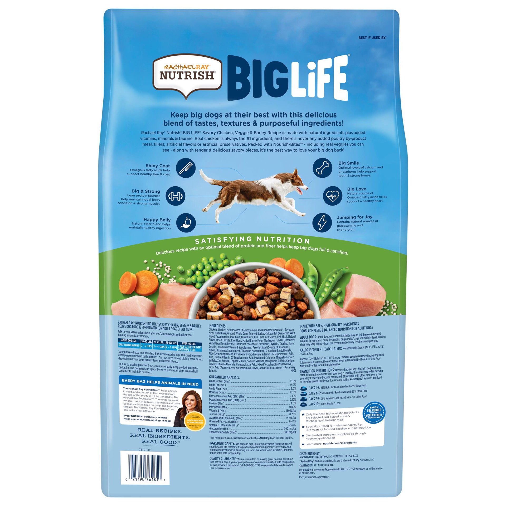 slide 3 of 8, Rachael Ray Nutrish Big Life Savory Chicken Veggies & Barley Recipe Dog Food 14 lb, 14 lb
