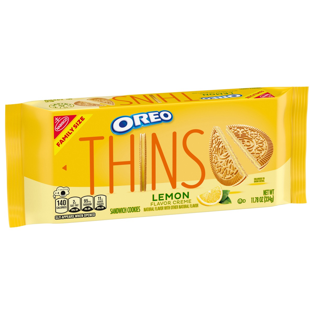 slide 5 of 13, Oreo Thins Lemon Creme Sandwich Cookies, Family Size, 11.78 oz, 11.78 oz
