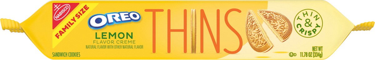 slide 8 of 13, Oreo Thins Lemon Creme Sandwich Cookies, Family Size, 11.78 oz, 11.78 oz