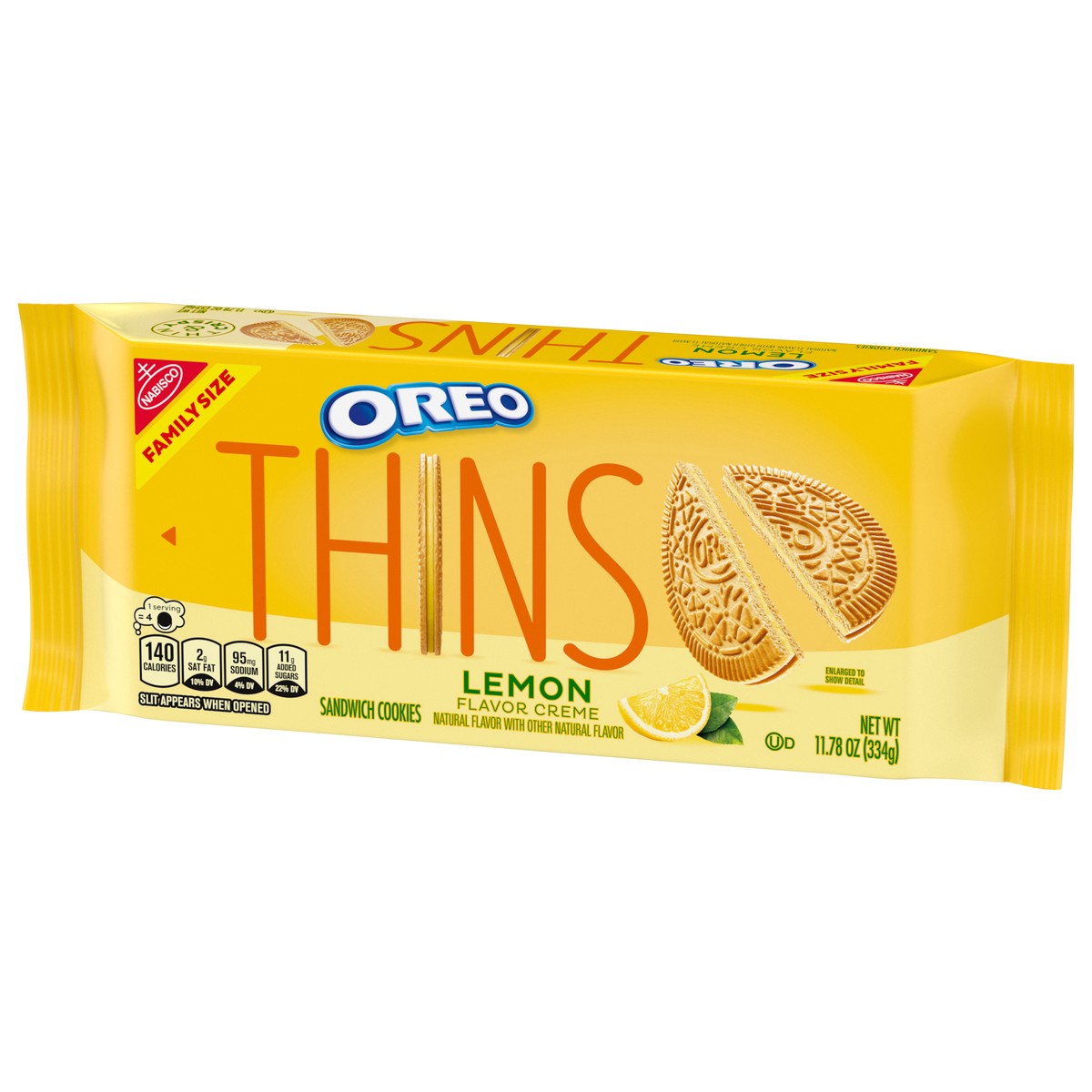 slide 11 of 13, Oreo Thins Lemon Creme Sandwich Cookies, Family Size, 11.78 oz, 11.78 oz
