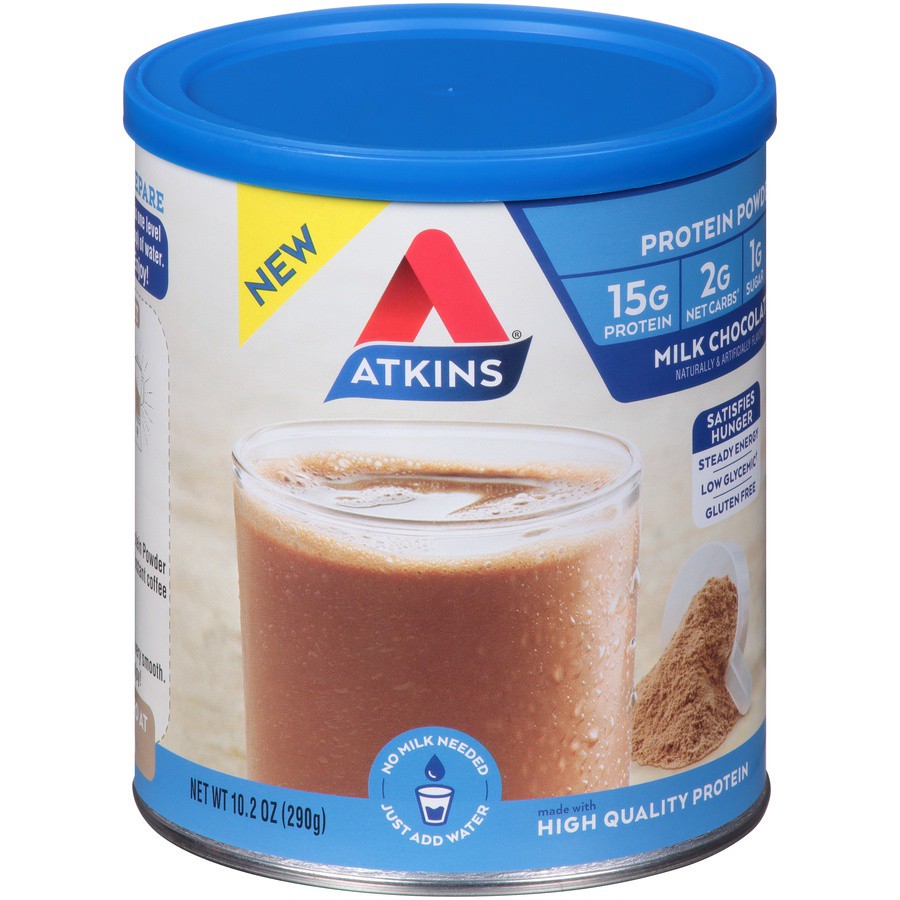 slide 2 of 8, Atkins Milk Chocolate Protein Powder, 10.2 oz