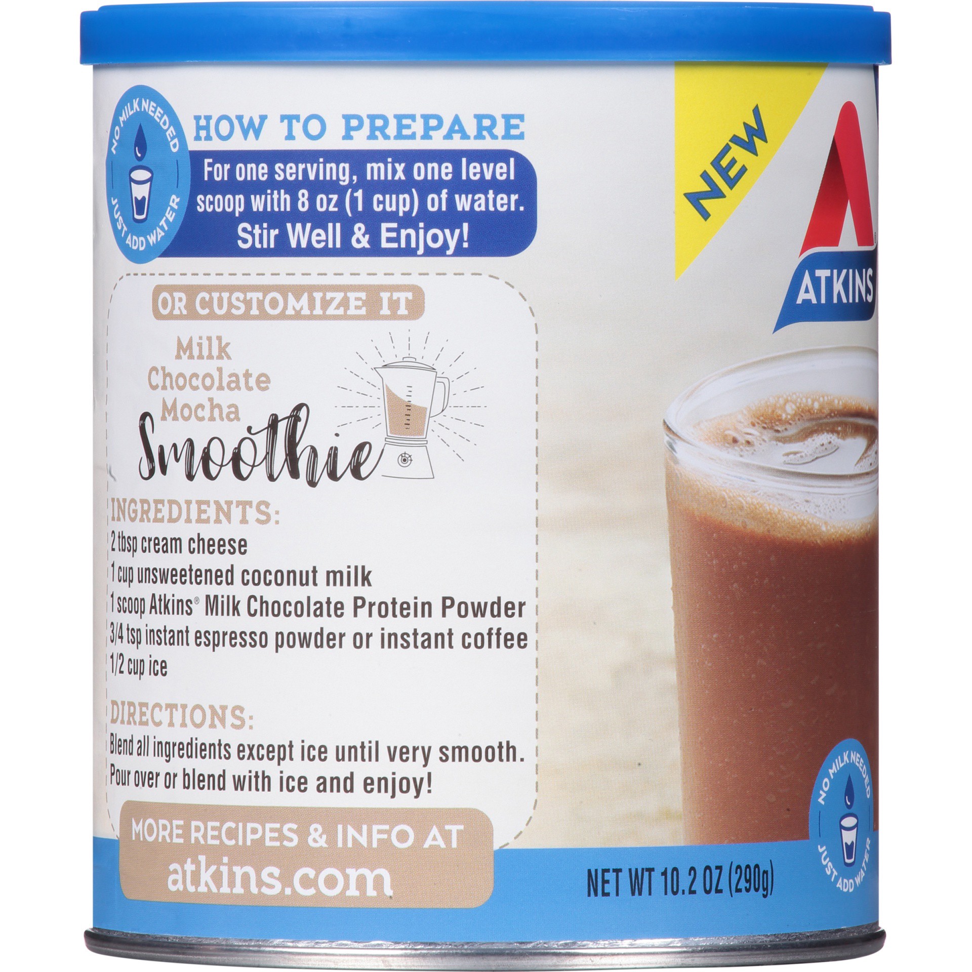 slide 4 of 8, Atkins Milk Chocolate Protein Powder, 10.2 oz