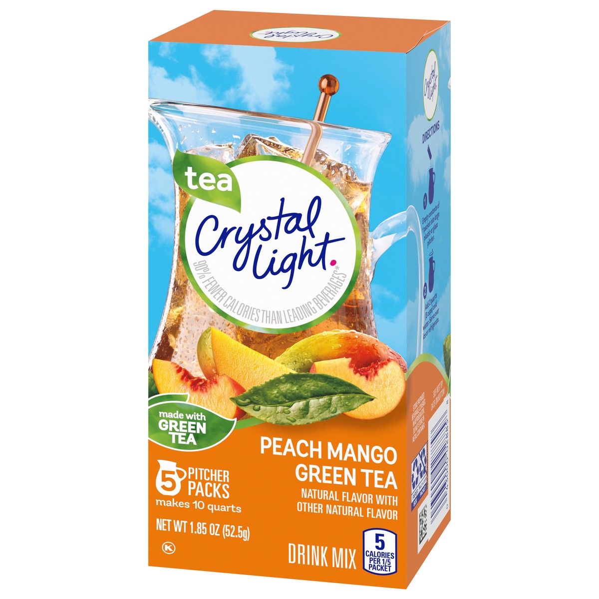 slide 8 of 9, Crystal Light Peach Mango Green Tea Naturally Flavored Powdered Drink Mix, 5 ct Pitcher Packets, 5 ct