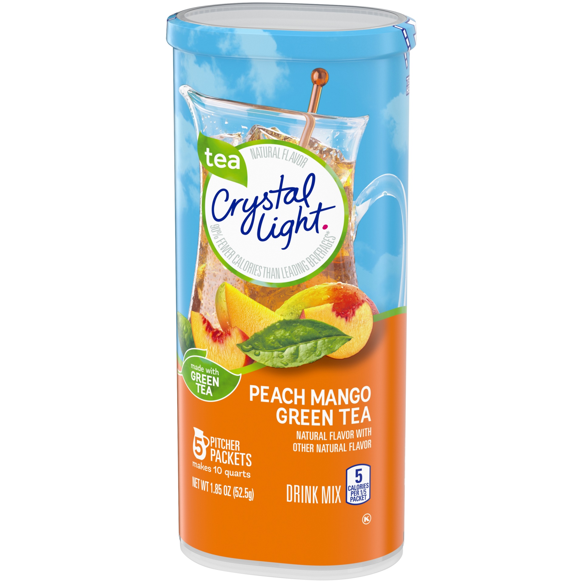 slide 7 of 10, Crystal Light Peach Mango Green Tea Naturally Flavored Powdered Drink Mix Pitcher, 5 ct; 1.85 oz