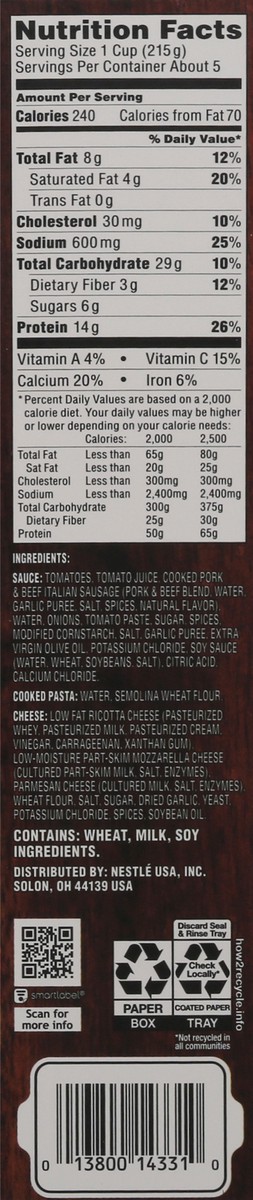 slide 8 of 9, Stouffer's Family Size Lasagna Italiano Frozen Meal, 38 oz