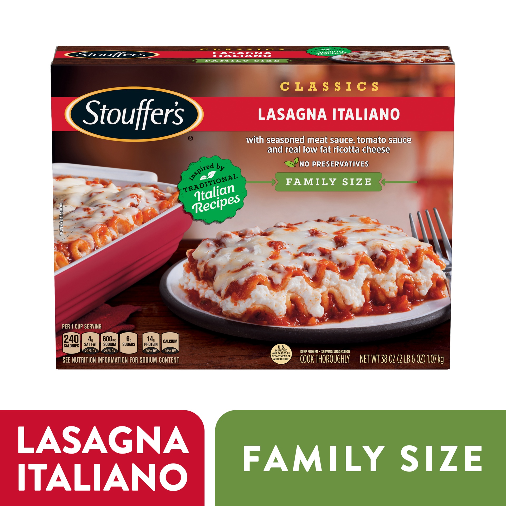 slide 1 of 6, Stouffer's Lasagna Italiano Family Size, 38 oz