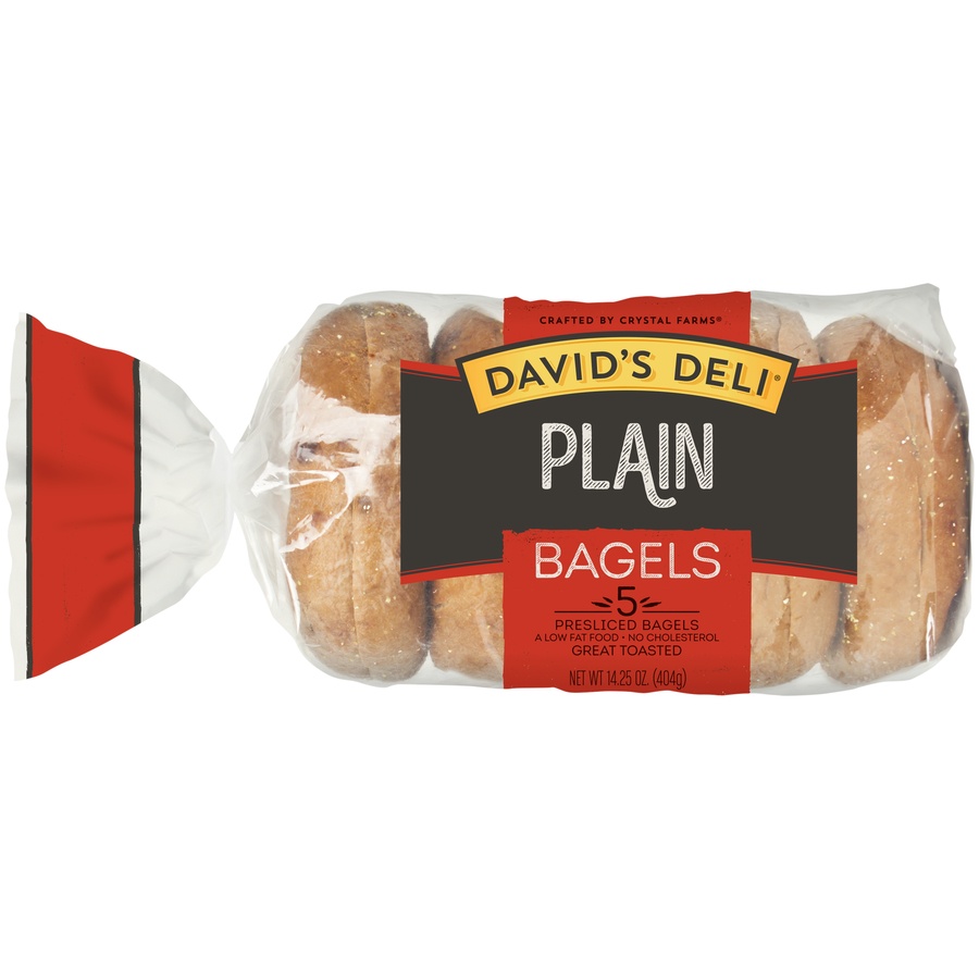 slide 1 of 1, David's Deli Plain Bagels, 14.25 oz, 8 ct, 14.3 oz