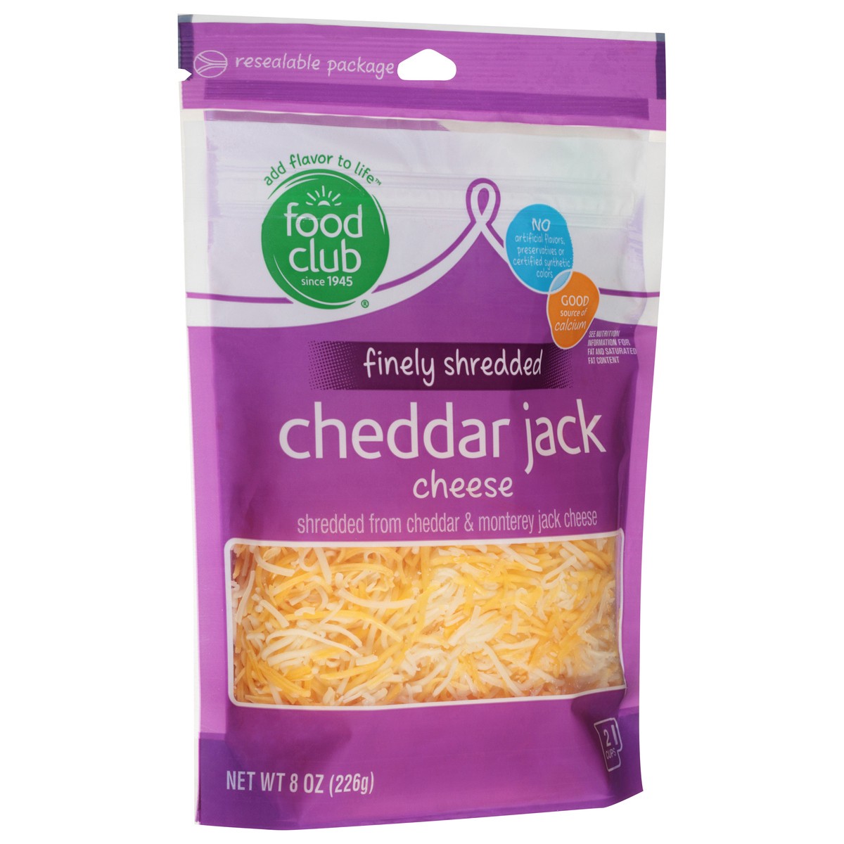 slide 6 of 9, Food Club Finely Shredded Cheddar Jack Cheese 8 Oz, 8 oz