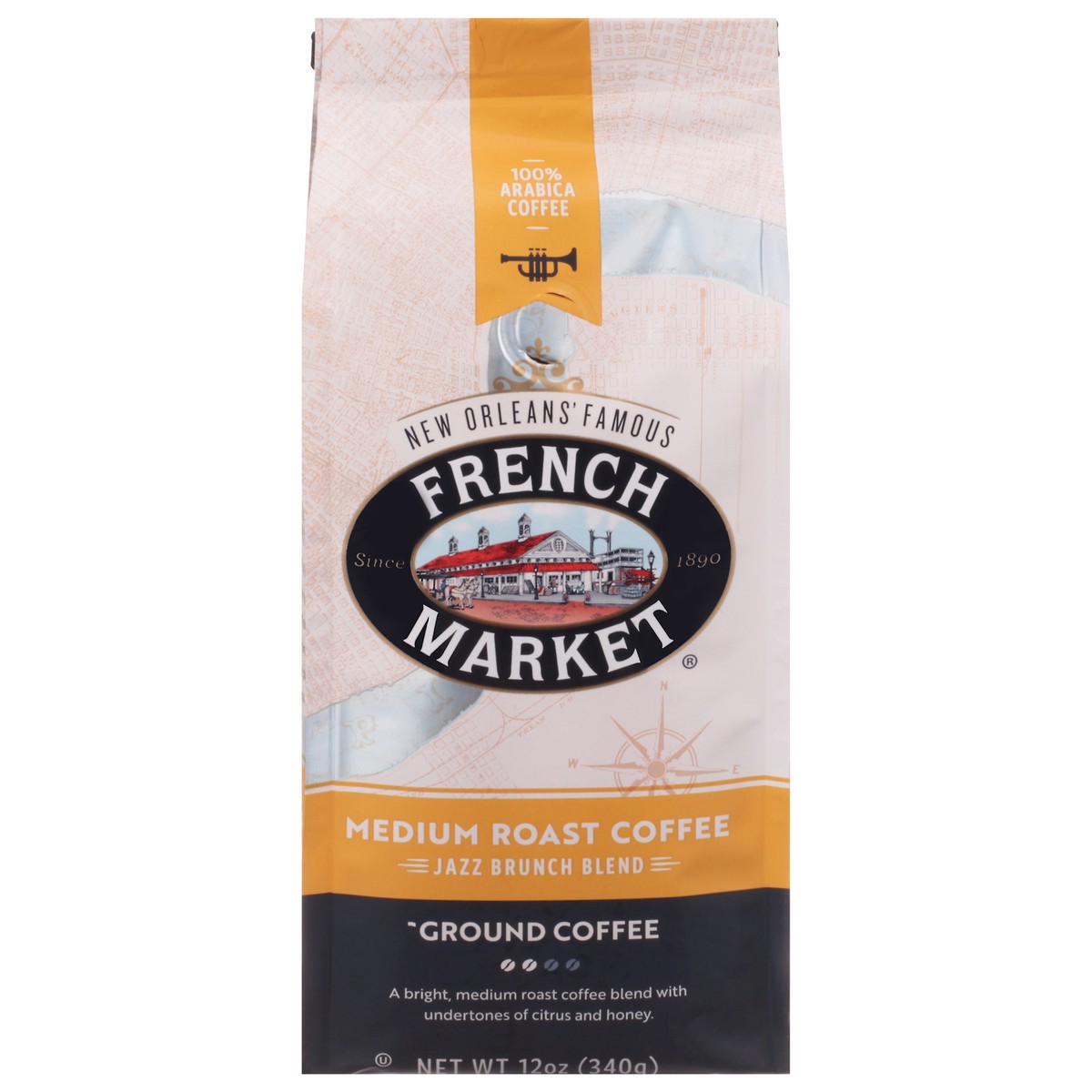 slide 3 of 12, French Market Coffee Medium Roast Ground Jazz Brunch Blend Coffee 12 oz, 12 oz