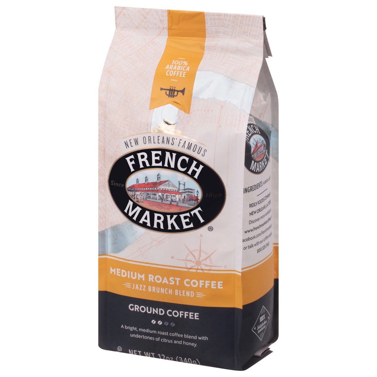 slide 8 of 12, French Market Coffee Medium Roast Ground Jazz Brunch Blend Coffee 12 oz, 12 oz