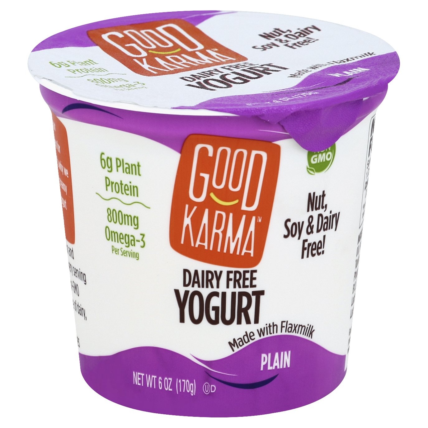 slide 1 of 6, Good Karma Plain Dairy Free Yogurt, 6 oz