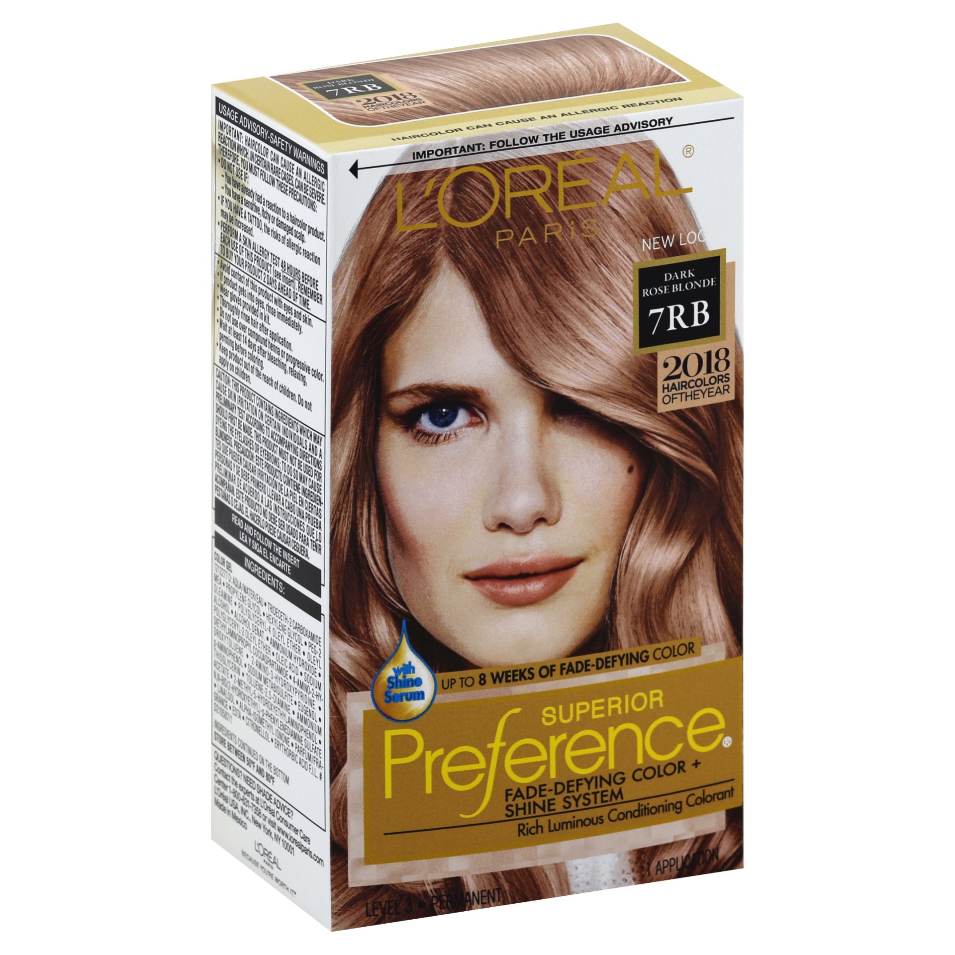 slide 1 of 1, L'Oréal Superior Preference Permanent Hair Color, 7RB Dark Rose Blonde, 1 ct