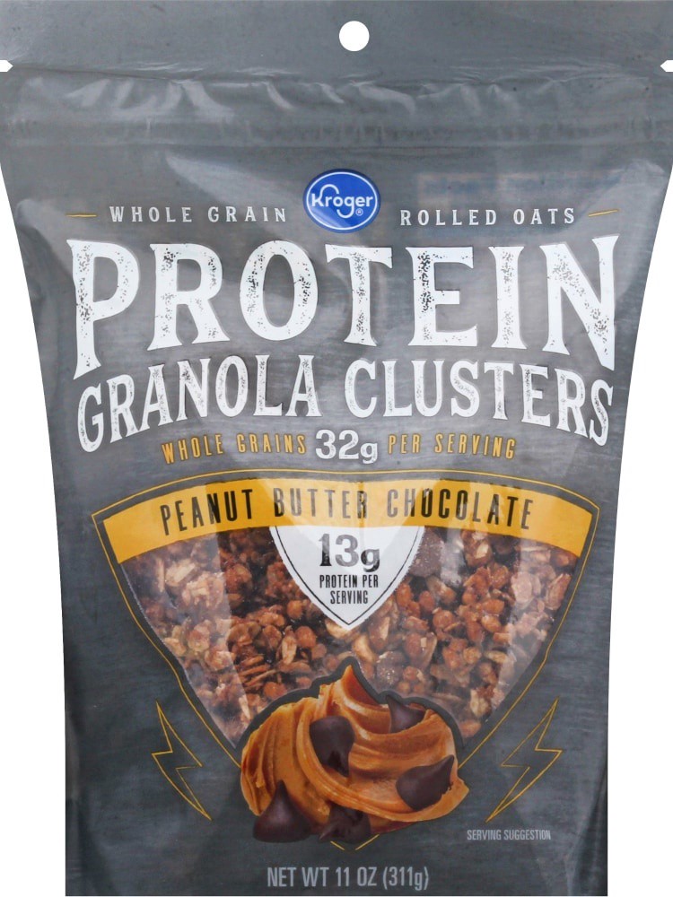 slide 1 of 4, Kroger Peanut Butter Chocolate Protein Granola Clusters, 11 oz