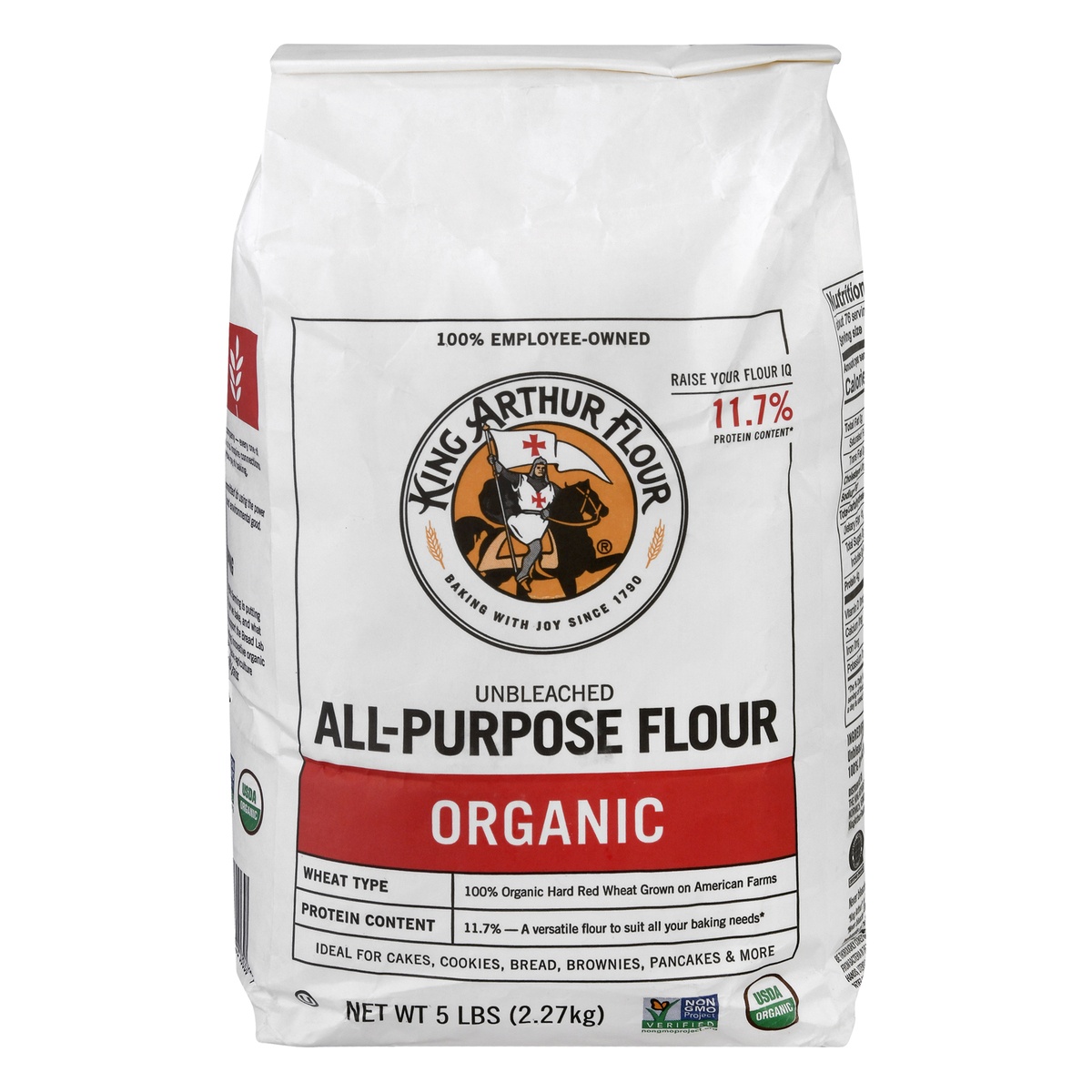 slide 1 of 1, King Arthur 100% Organic Unbleached All-purpose Flour, 5 lb