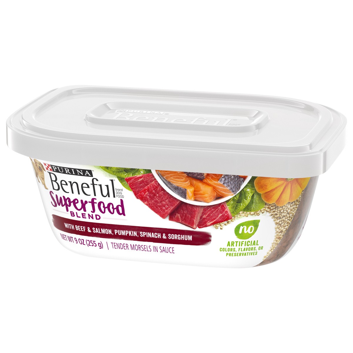 slide 2 of 9, Beneful Purina Beneful Wet Dog Food, Superfood Blend With Beef & Salmon - 9 oz. Tub, 9 oz