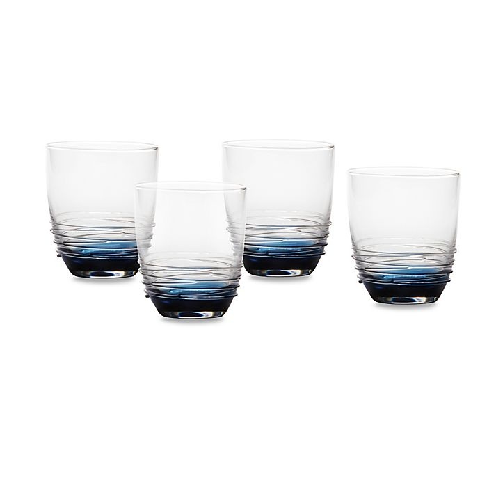 slide 1 of 1, Mikasa Swirl Double Old Fashioned Glasses - Cobalt, 4 ct