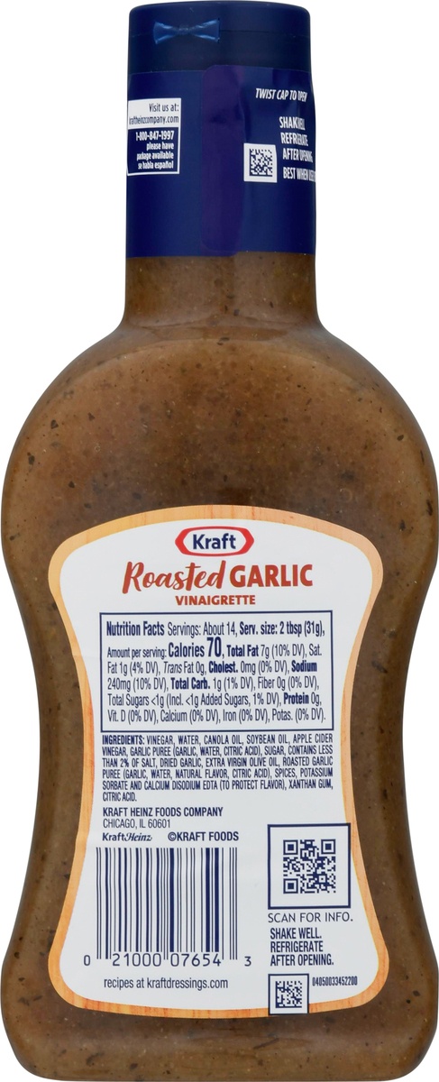 slide 10 of 11, Kraft Roasted Garlic Vinaigrette Salad Dressing, 14 fl oz