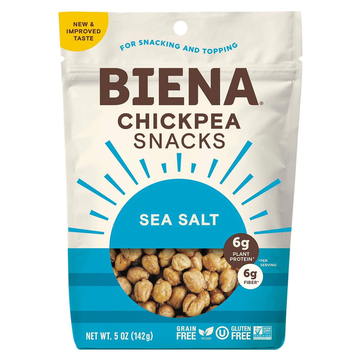 slide 1 of 16, Biena Sea Salt Chickpea Snacks 5 oz, 5 oz