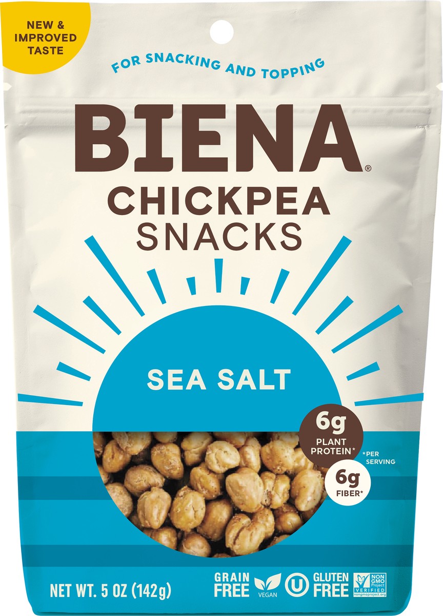 slide 1 of 16, Biena Sea Salt Chickpea Snacks 5 oz, 5 oz