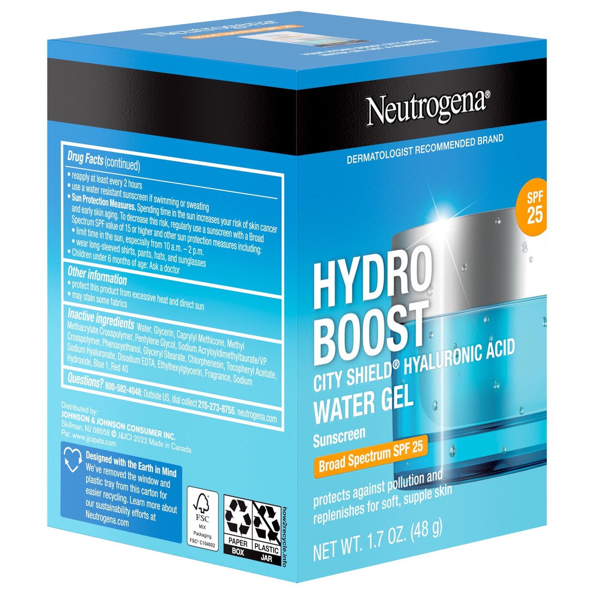 slide 8 of 8, Neutrogena Hydro Boost Face Moisturizer with SPF 25, Hydrating Facial Sunscreen, Oil-Free and Non-Comedogenic Water Gel Face Lotion 1.7 oz, 1.7 oz