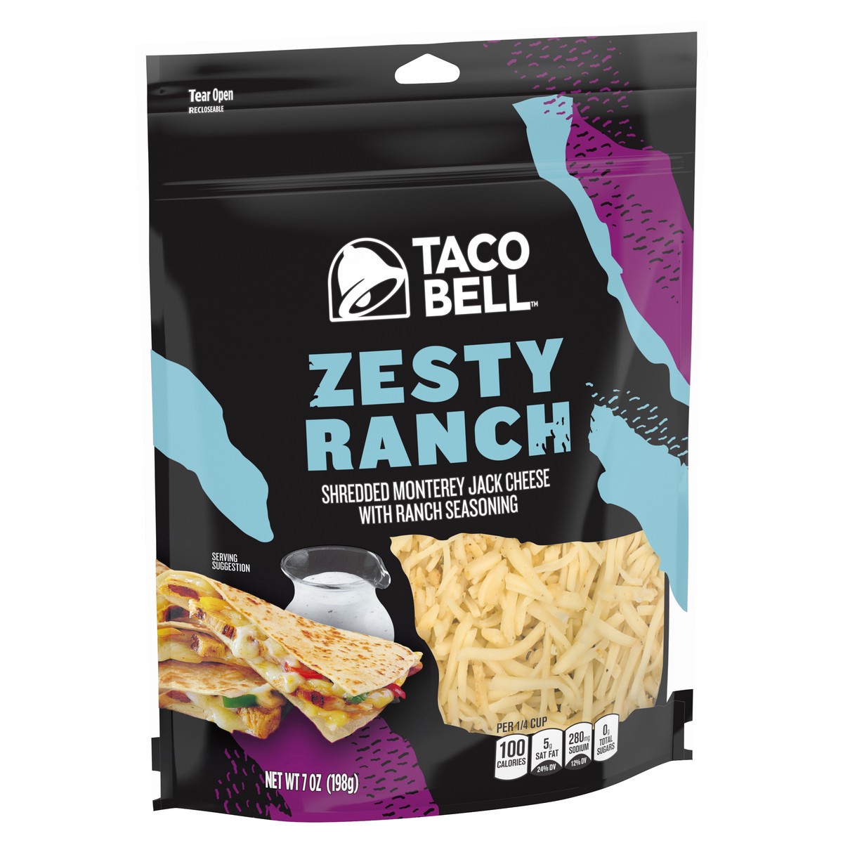 slide 2 of 10, Taco Bell Zesty Ranch Monterey Jack Shredded Cheese, 7 oz